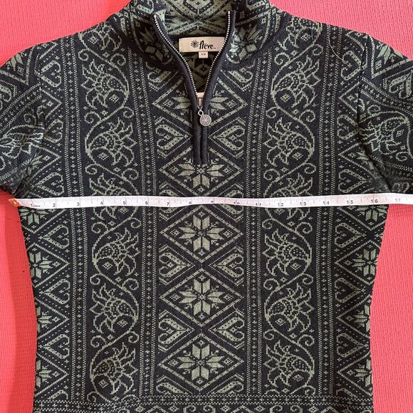 Neve /100% Merino Wool Ski Sweater/ Olive Green and Black/ XS - Picture 6 of 7